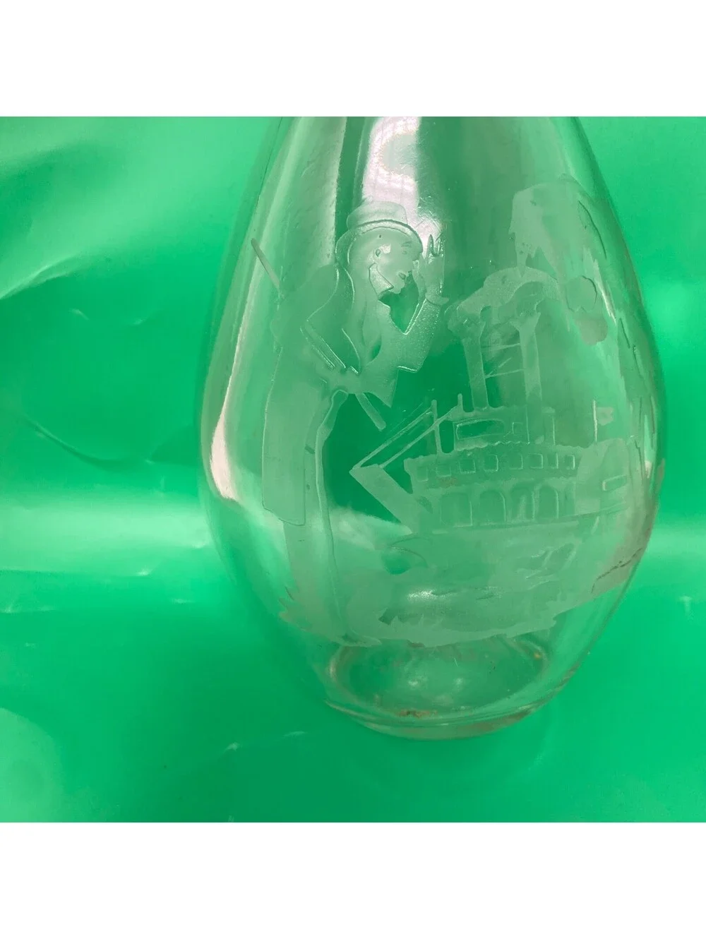 Vintage I W Harper Glass Decanter Etched Steamboat & Gentleman 9